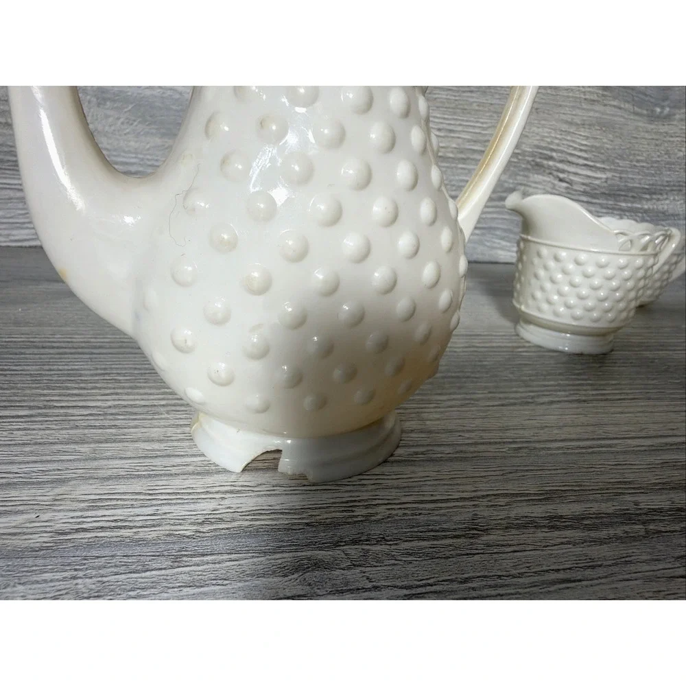 Vtg 1960's Plastic White Lattice & Hobnail Pink Dogwood Toy Dishes Tea Set 17 Pc